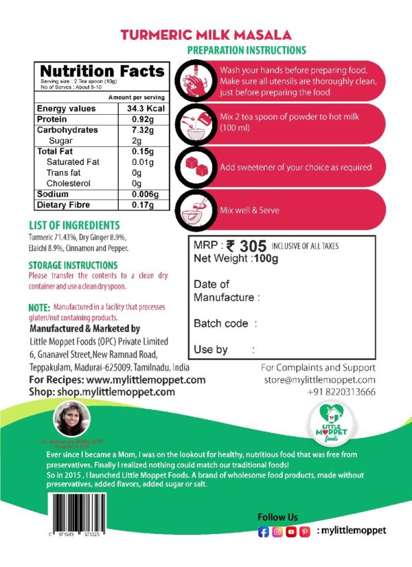 Turmeric Milk Masala – Drink Mix For Kids And Adult Super Saver Pack [2 Packs – 100g Each]