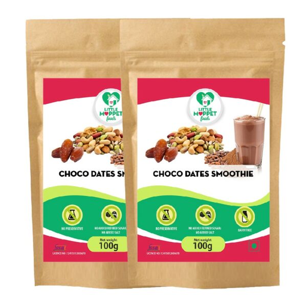 Choco-Dates Smoothie Mix - Instant Drink Mix Powder For Kids and Adults- Super Saver Pack [2 Packs - 100g Each]