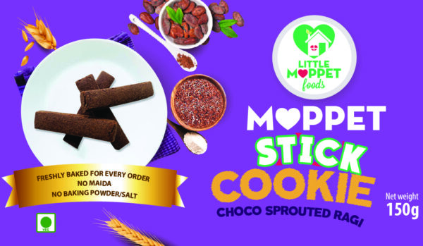 Choco Sprouted Ragi Moppet Stick Cookies - Pack of 2 (150g each)