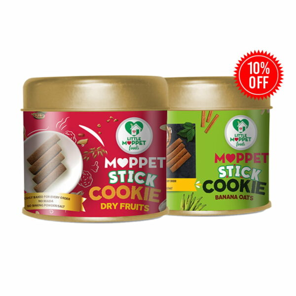 Moppet Stick Cookie Combo [ Dry Fruits (150g) & Banana Oats (150g)]